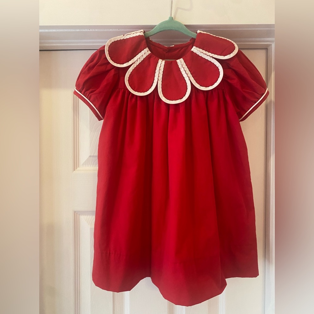 Anna Mae Red Dress 4T Phoenix & Ren Tulip Collar